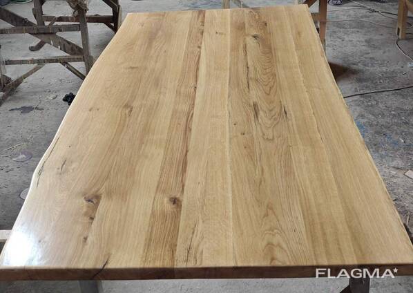 Solid oak countertops with a natural edge